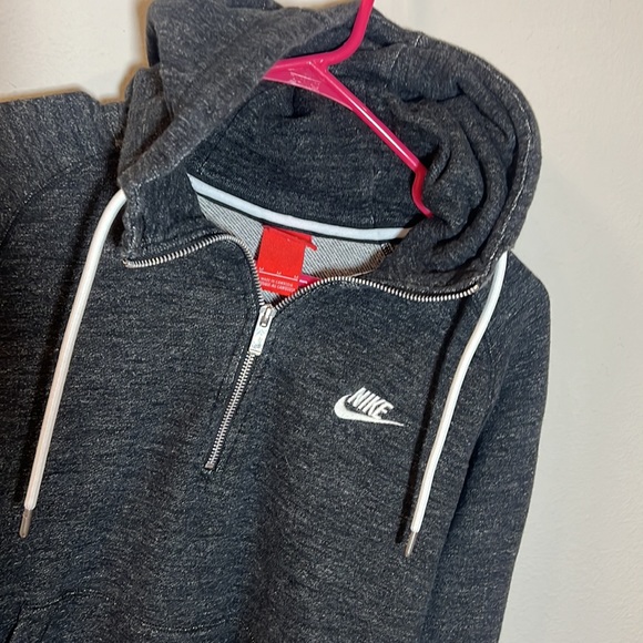 Nike Heritage 1/2 Zip Pullover Hoodie Sweatshirt Black Gray Medium - Picture 2 of 3